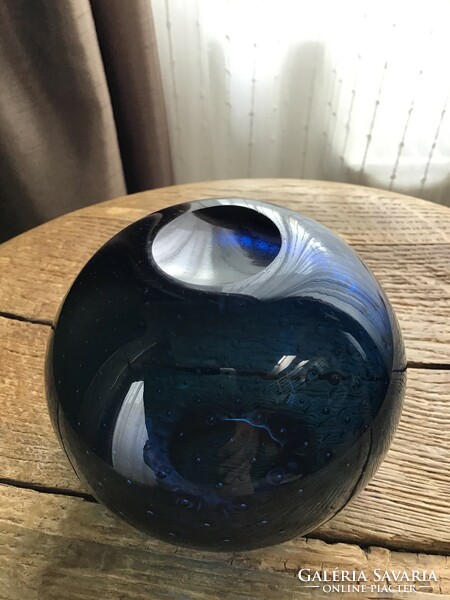 Old handmade bubble glass vase