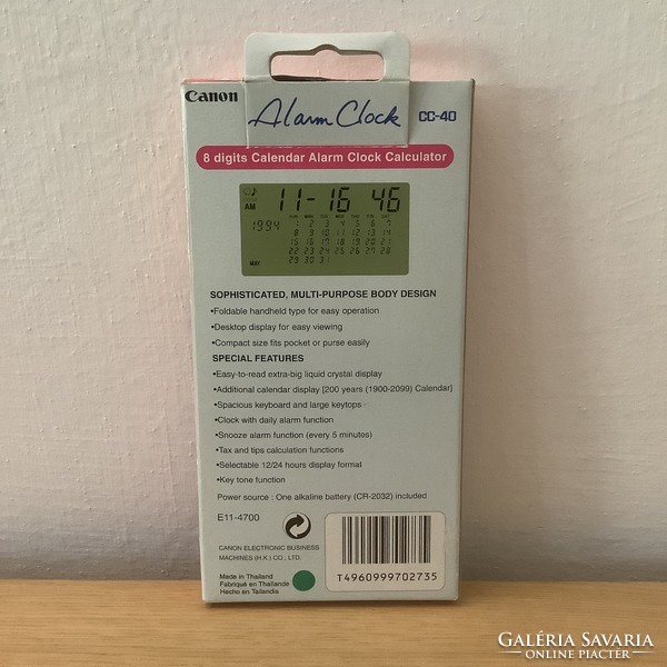 Canon cc-40 electric calendar, clock and calculator calendar