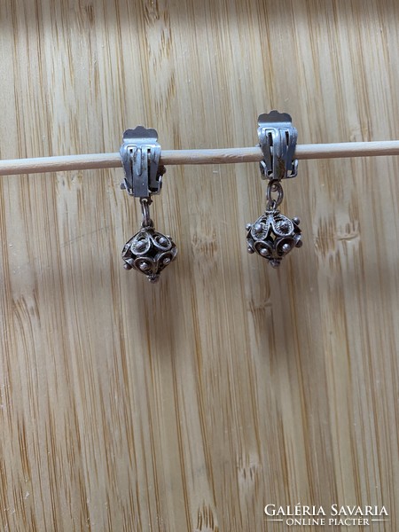 Old handmade silver clip earrings