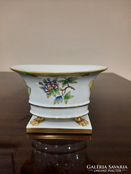 Herend victoria patterned porcelain oval pot with nails