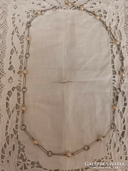 Old handmade silver chain with tekla beads for sale!
