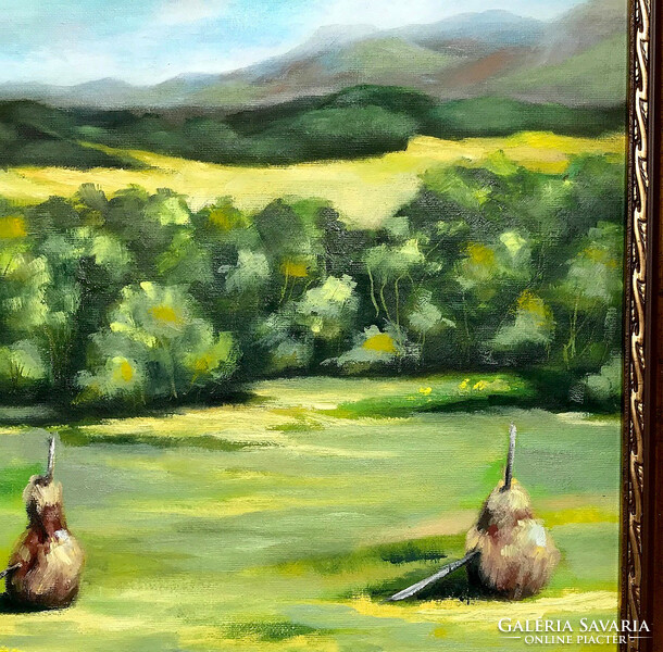 Transcarpathia - Volóc - oil painting - 50 x 50 cm