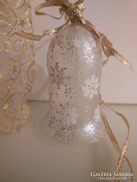 Christmas tree decoration - glass bell - 12 x 8 cm - in organza bag - exclusive - German - flawless