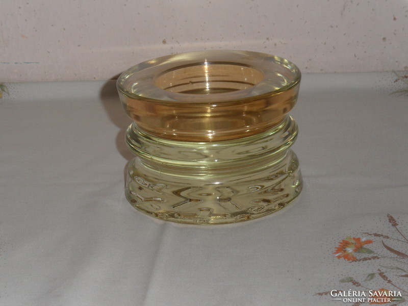 Large glass candle holder, heavy