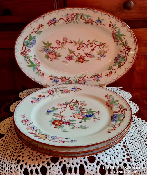 Antique faience Sarreguemines tableware pieces - patterned with decor
