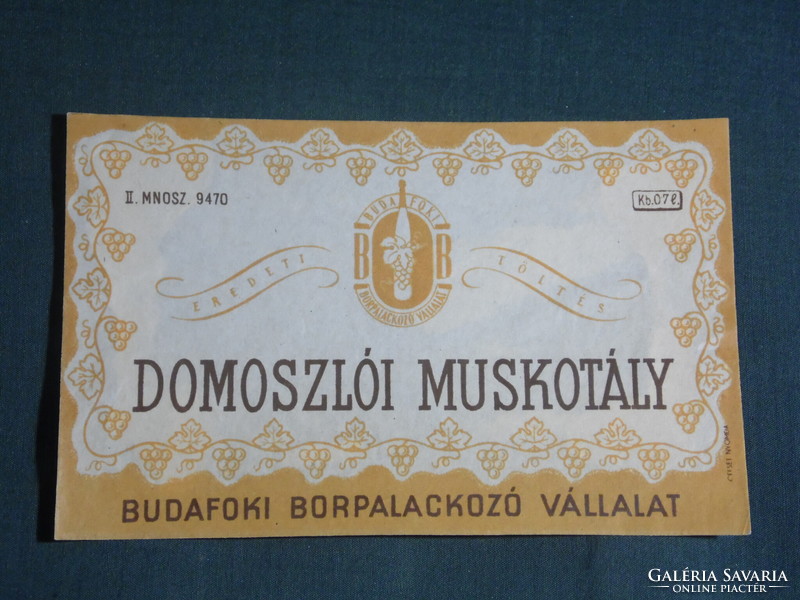 Wine label, Budafok, winery, wine farm, Domoszló Muscat