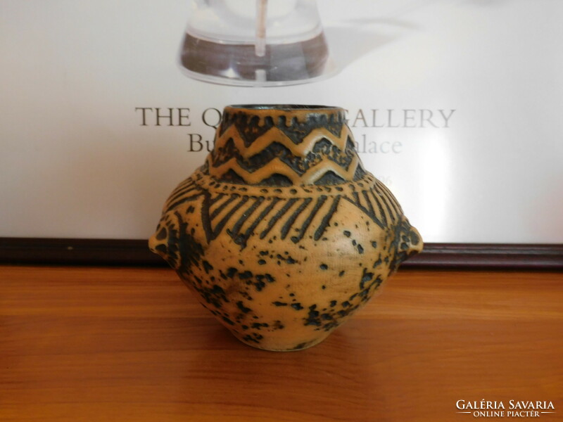 Mid century Jasba kerámia váza -  etno-primitív design