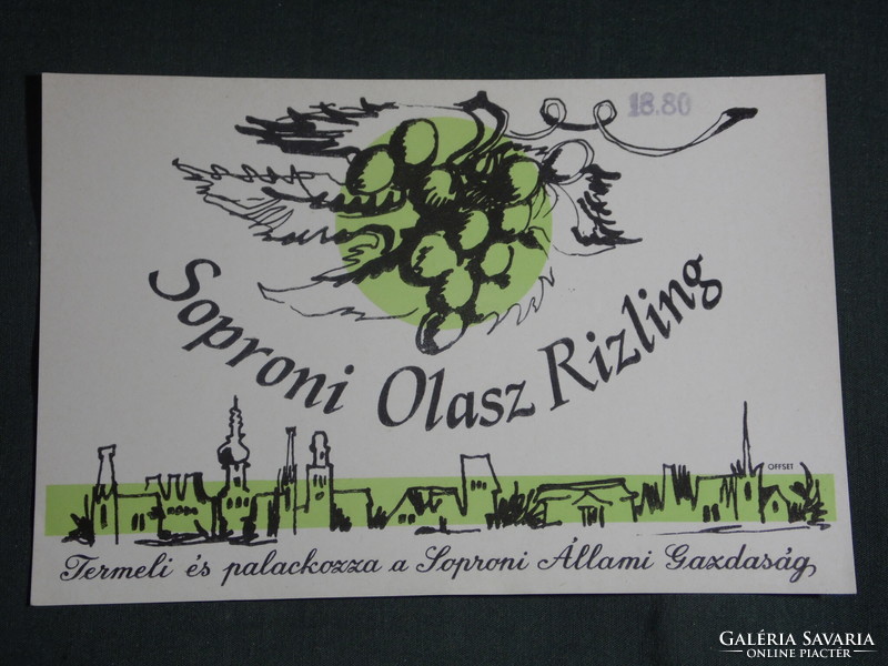 Bor címke, Sopron pincészet, borgazdaság, Soproni Olasz Rizling bor