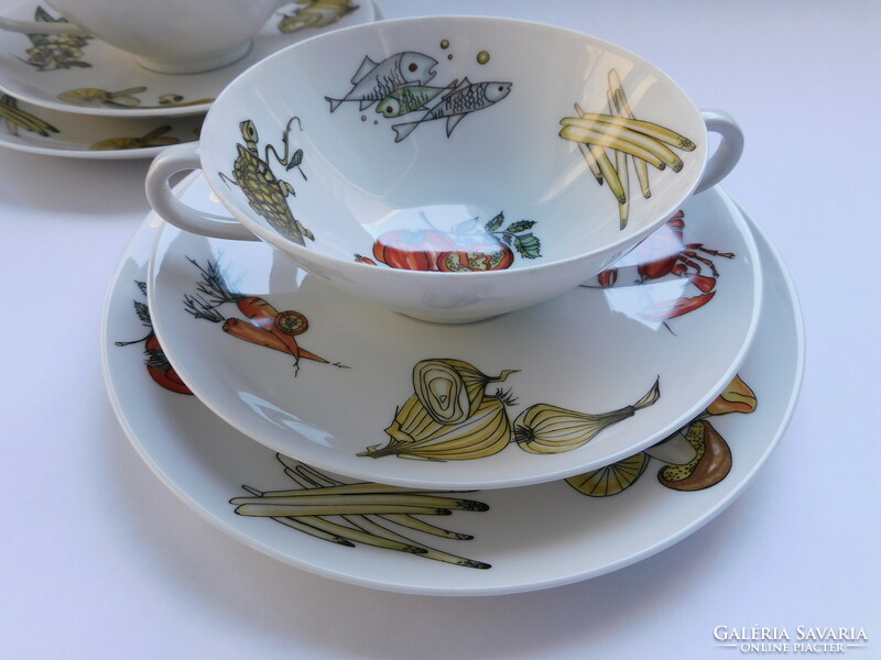 Krautheim&adelberg cream soup sets with fish and turtle decor - 2 pieces