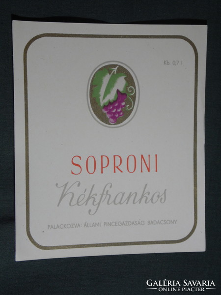 Bor címke, Badacsony pincészet, borgazdaság, Soproni kékfrankos bor