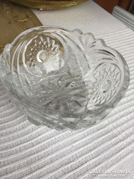 Cast glass bowl, polished, thick glass 14 cm diameter, 6.5 cm high (76)