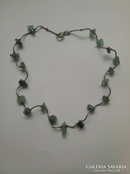 Art deco fluorite green stone silver necklaces!