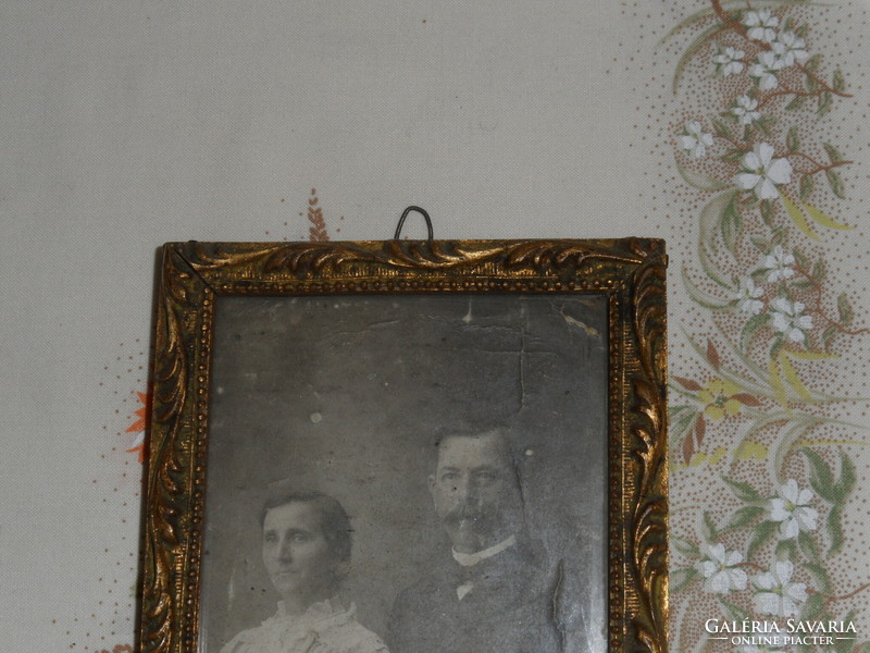 Old photo in wooden picture frame, picture frame