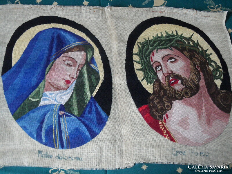 Needle tapestry religious image, holy image (2 pcs.)