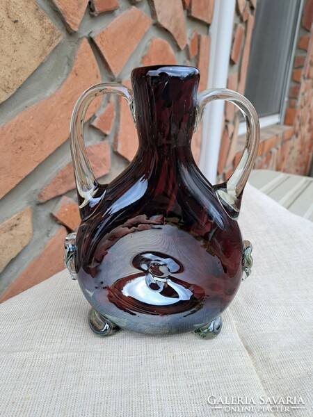 Beautiful 20.5 Cm tall broken glass vase collectible mid-century modern home decoration heirloom