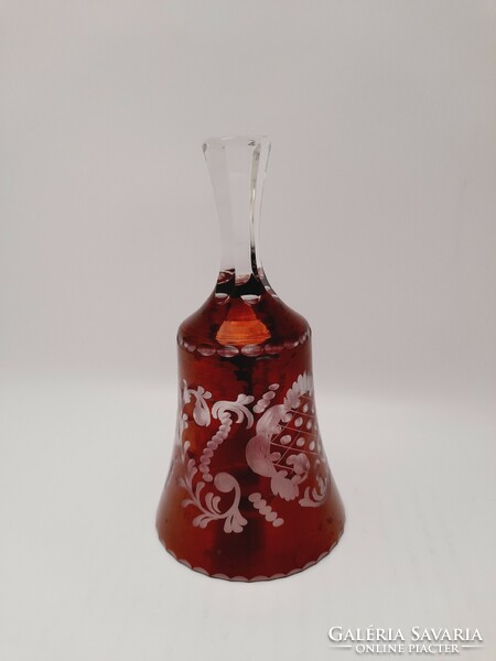 Burgundy crystal bell, 14.5 cm