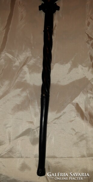 Old carved African ebony walking stick - 91 cm