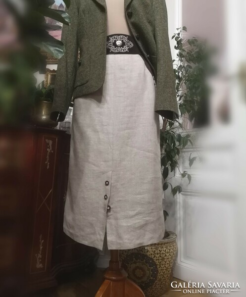 Trachten mode 40 linen-cotton Tyrolean skirt, organic Bavarian wear