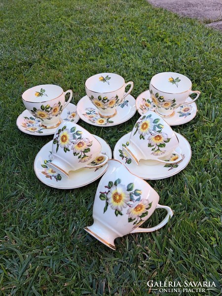 English floral tea set of 5 and cream pouring porcelain tea cups