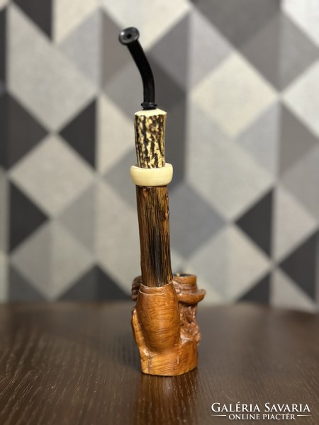Kemperling hunting pipe, bone, carved, Austria