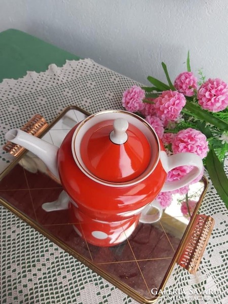 Gyönyörű orosz, szovjet  ukrán ? pöttyös teáskanna vagy kávéskanna porcelán