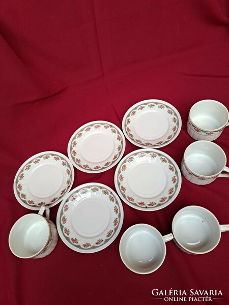 A set of 5 Zsolnay pink teacups in a rare shape, porcelain cups