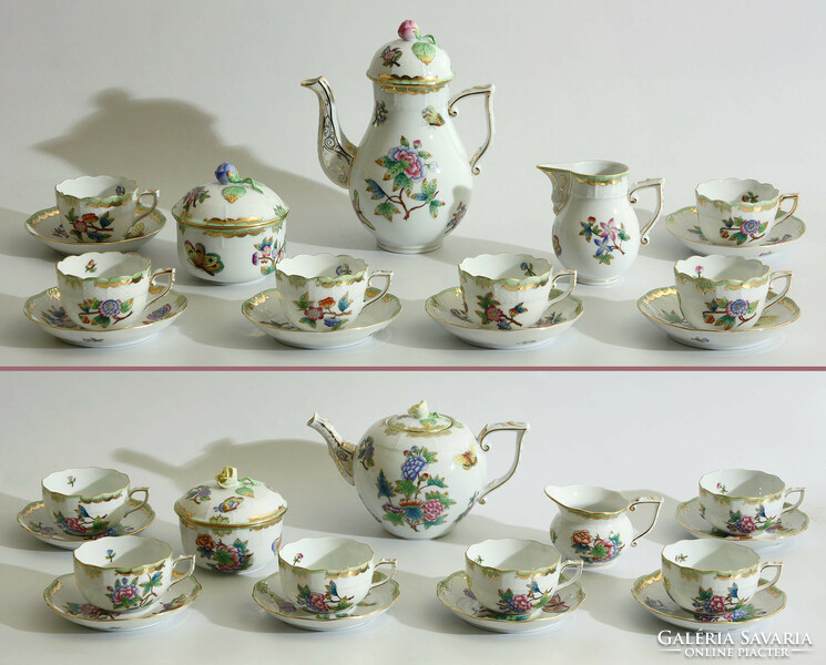 Herend Victoria patterned tea set and coffee set | 6-person vbo tea coffee mocha set