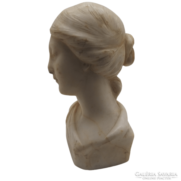 Marble female bust with halo inscription m00854