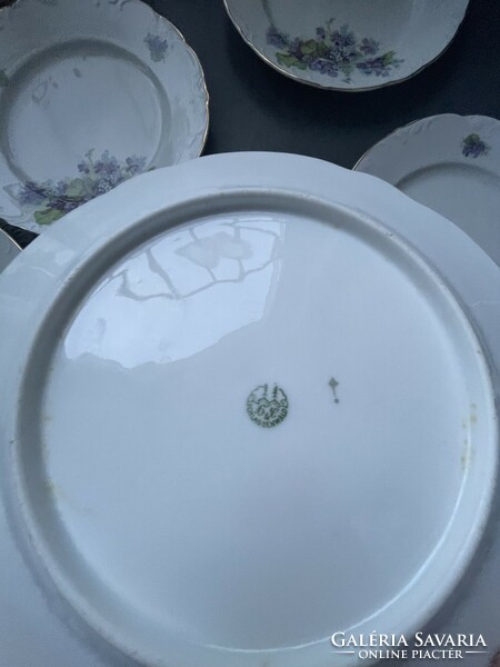 Csodásan élethű 6 db ibolyás lapos tányér a H&C Schlaggenwald - tól