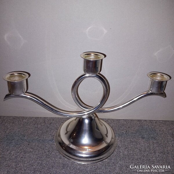 3-branched, metal, table candle holder.
