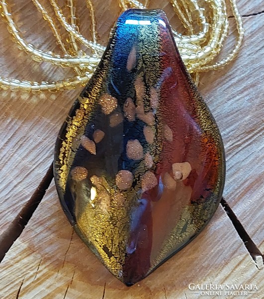 A wonderful multi-row Murano glass necklace with a huge pendant