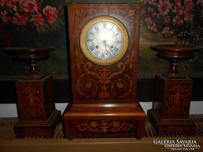 Antique Empire fireplace clock set