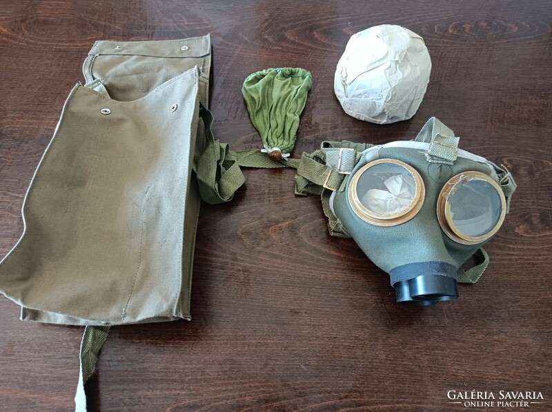 Gas mask bag with mask and filter, good to have one at home.