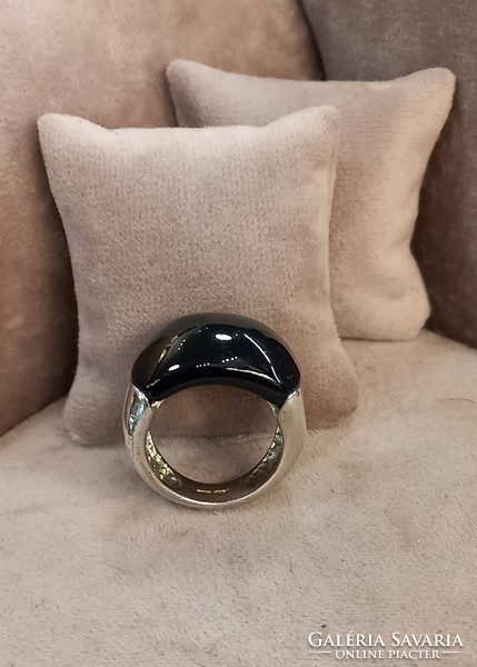 Design Ezüst Gyűrű Onix Kővel