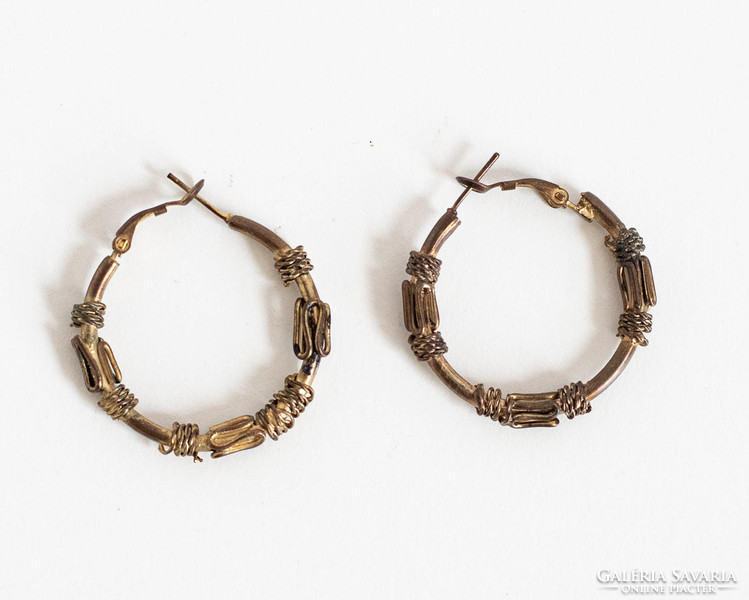 A pair of special oriental / Indian style copper hoop earrings