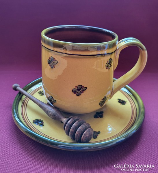 Handmade breakfast ceramic cup mug small plate plate honey dripper