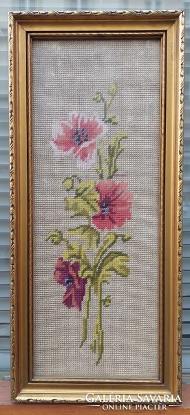 Glazed gold-wood picture frame with tapestry