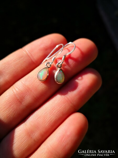 Opal stone silver earrings