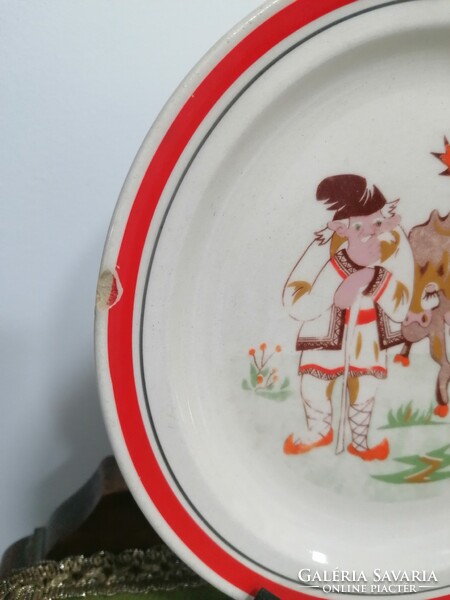 Fairytale patterned plate + mug with a little damage