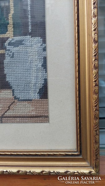 Glazed gold-wood picture frame, internal size 51x42 cm