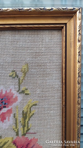 Glazed gold-wood picture frame with tapestry