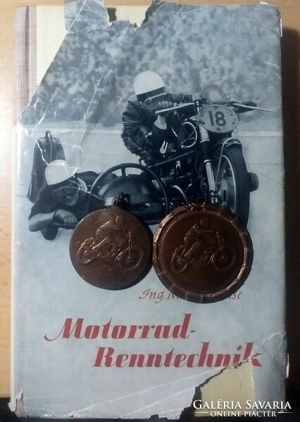 Motor racing prize medals, motor racing technology book from 1953