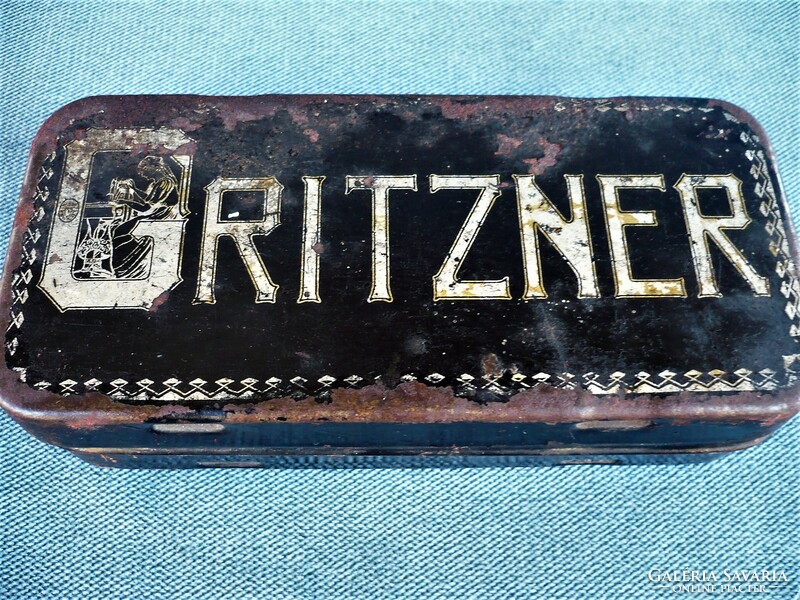 Old rare gritzner sewing machine metal parts box