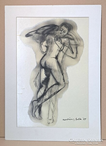 Izolda Macskássy erotic silk picture, 1988 - textile graphic act