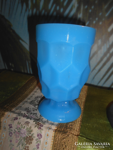 Antique chalcedony goblet with bright turquoise blue color