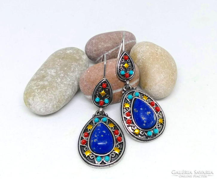 Ethnic style blue stone earrings 96