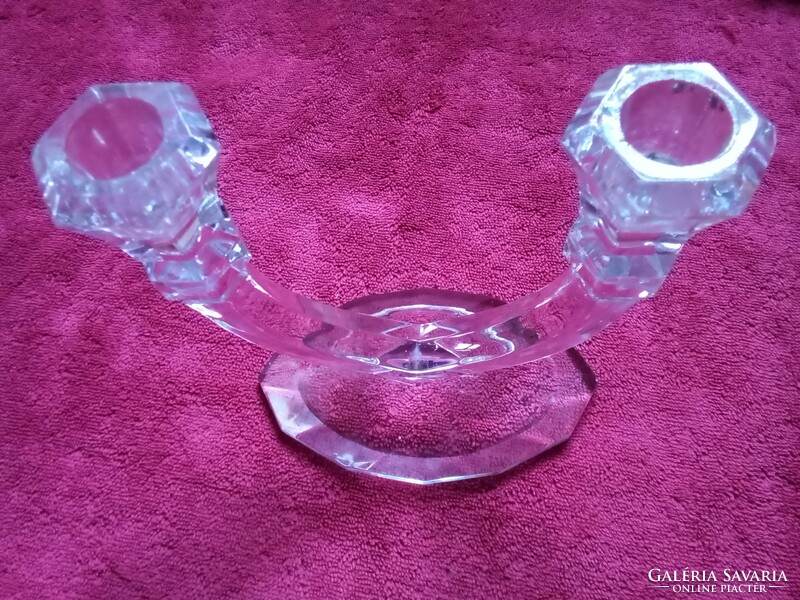 Glass double-arm candle holder for Christmas, New Year's Eve and New Year celebrations