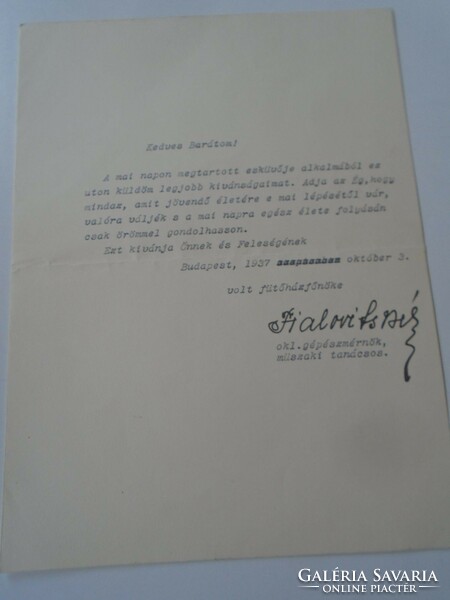 Za468.17 Good wishes of Béla Nagykanizsa -fialovits (máv, railway, locomotives) Budapest 1937 signed