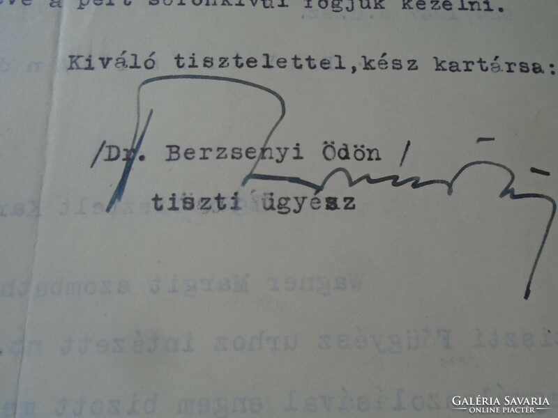 ZA470.18  Budapest szfv.Tiszti Ügyészsége -1947 -Dr. Berzsenyi Ödön tiszti ügyész-Várnai Szombathely