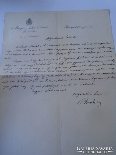 Za470.27 Judge Endre's letter - Hungarian mortgage loan bank Budapest 1909